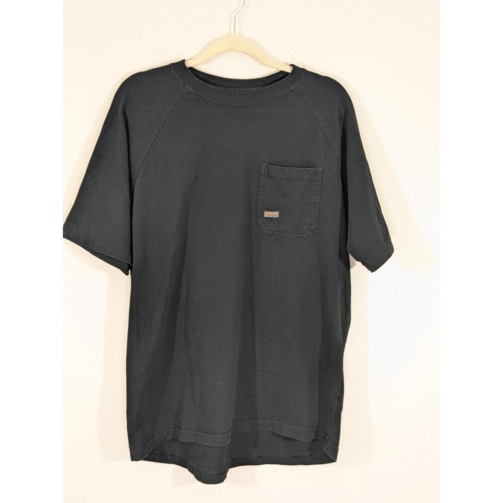 Ariat Men's Rebar Cotton Strong T-Shirt Black Size Large Pocket Short Sleeved